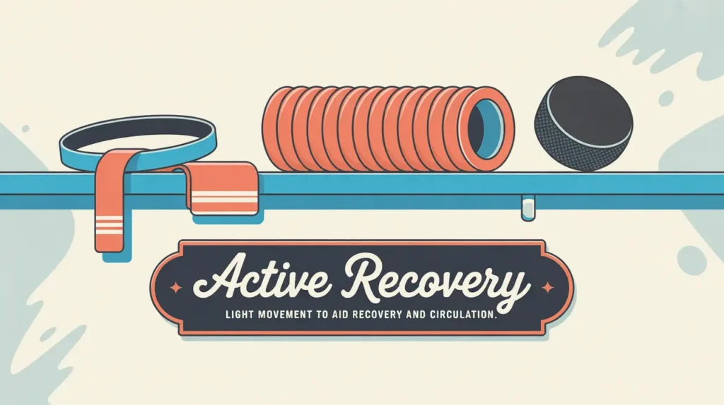 Hockey locker shelf with foam roller resistance band puck towel