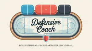 Defensive coach nameplate with defensive box diagram and shield icon