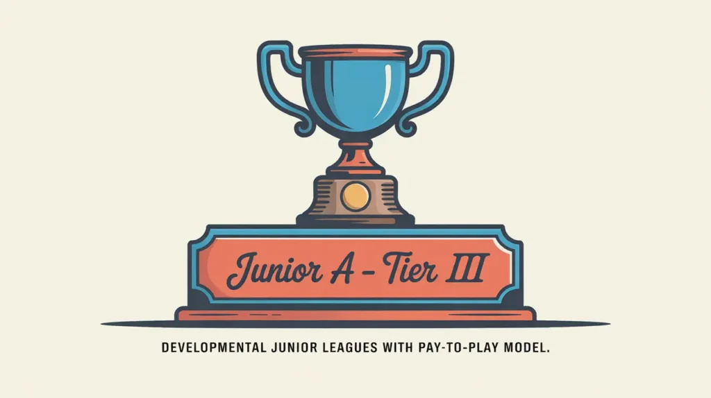 Classic trophy with puck engravings labeled Junior A – Tier III