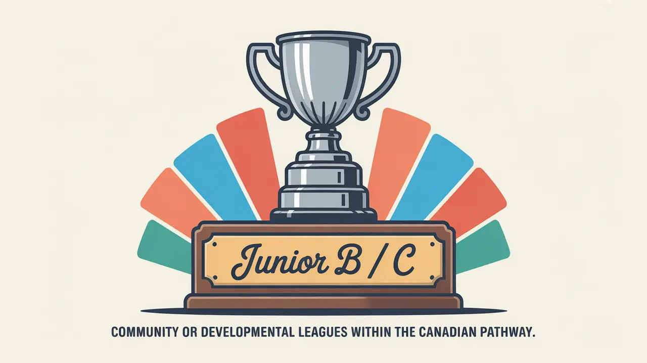 Community-style hockey trophy with Junior B C inscription