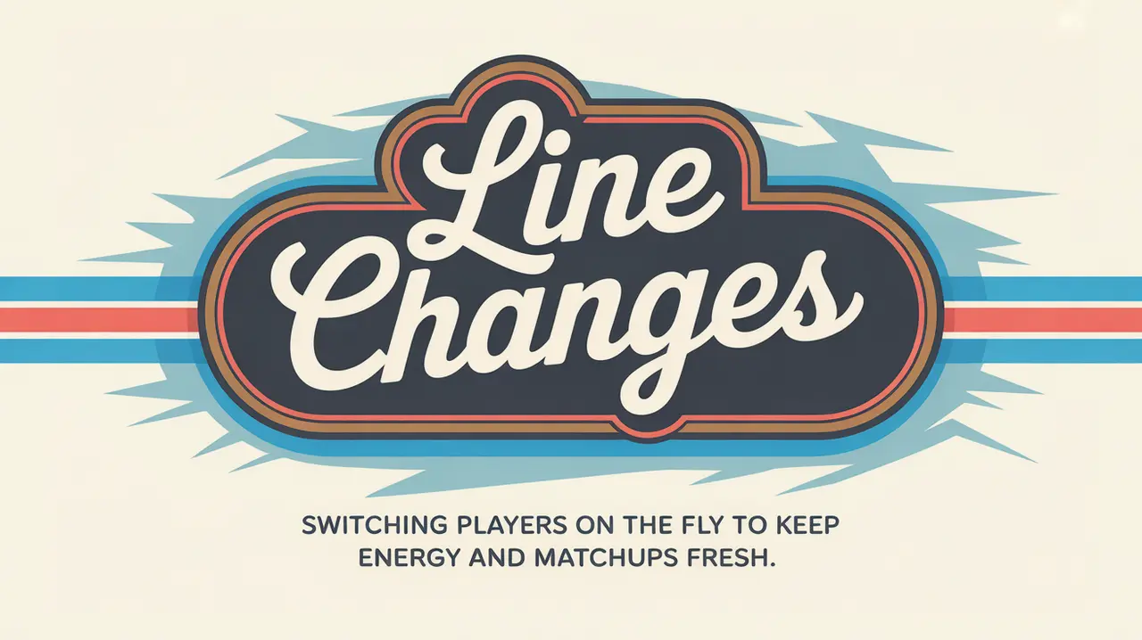 Polished nameplate reading Line Changes on light ice background