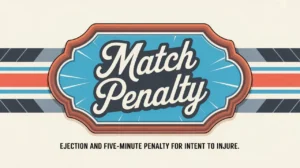 Polished nameplate reading Match Penalty on ice background