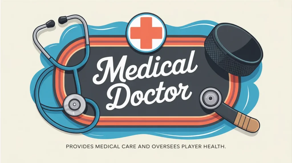 Medical Doctor nameplate with stethoscope hockey puck and medical cross