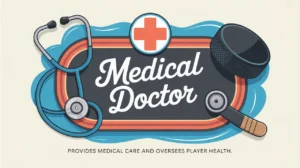 Medical Doctor nameplate with stethoscope hockey puck and medical cross