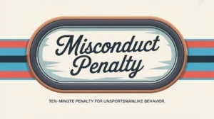 Polished nameplate reading Misconduct Penalty on ice background