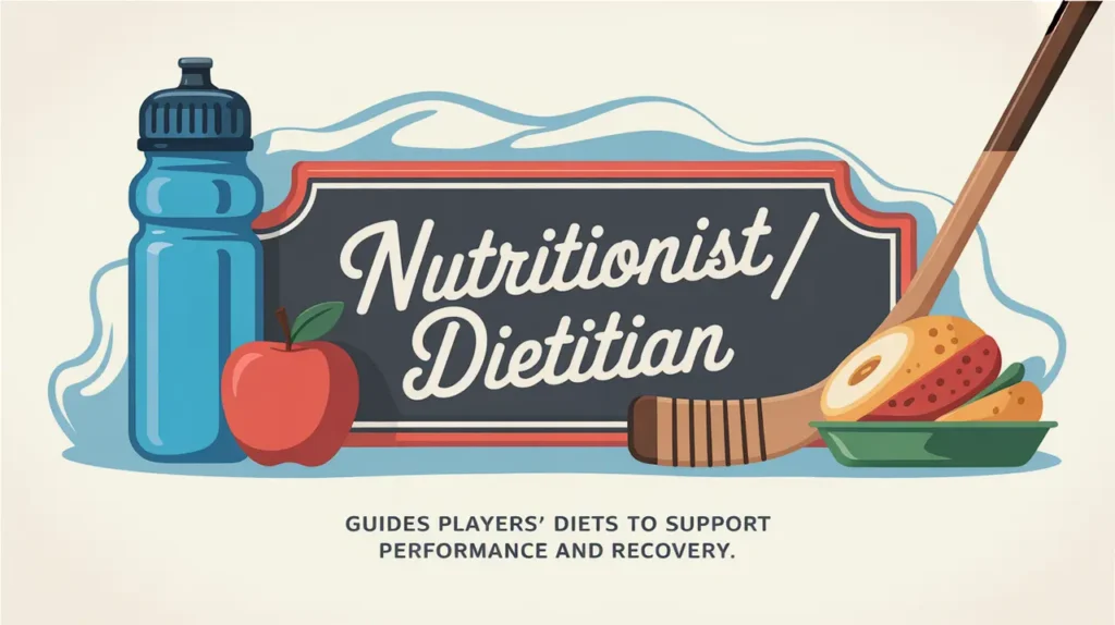 Nameplate with Nutritionist Dietitian text and sports nutrition icons