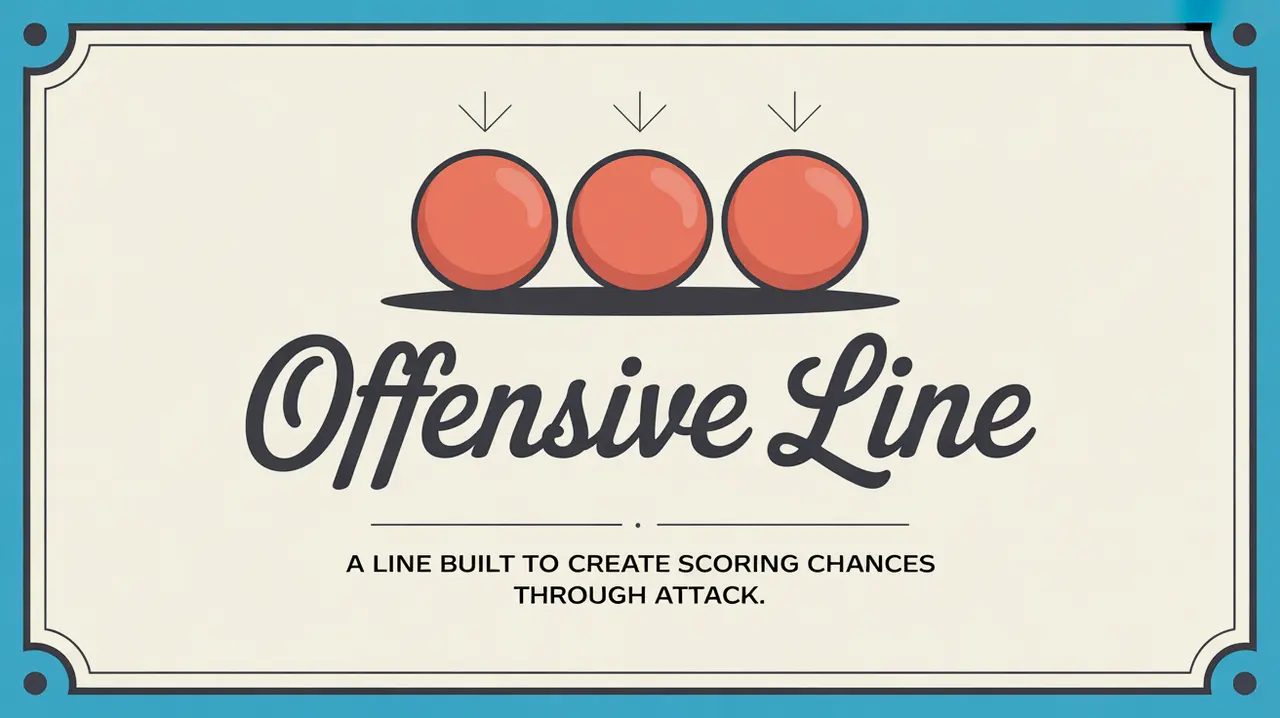 Illustration of offensive line with three red circles and arrows on cream background