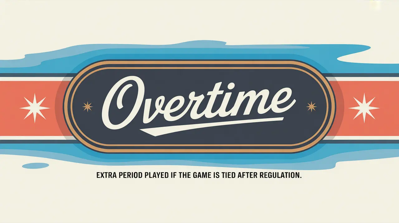 Polished nameplate with the word Overtime on ice background