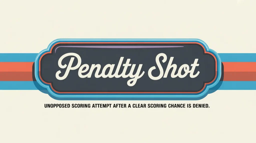 Polished nameplate with Penalty Shot text on ice background