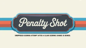 Polished nameplate with Penalty Shot text on ice background