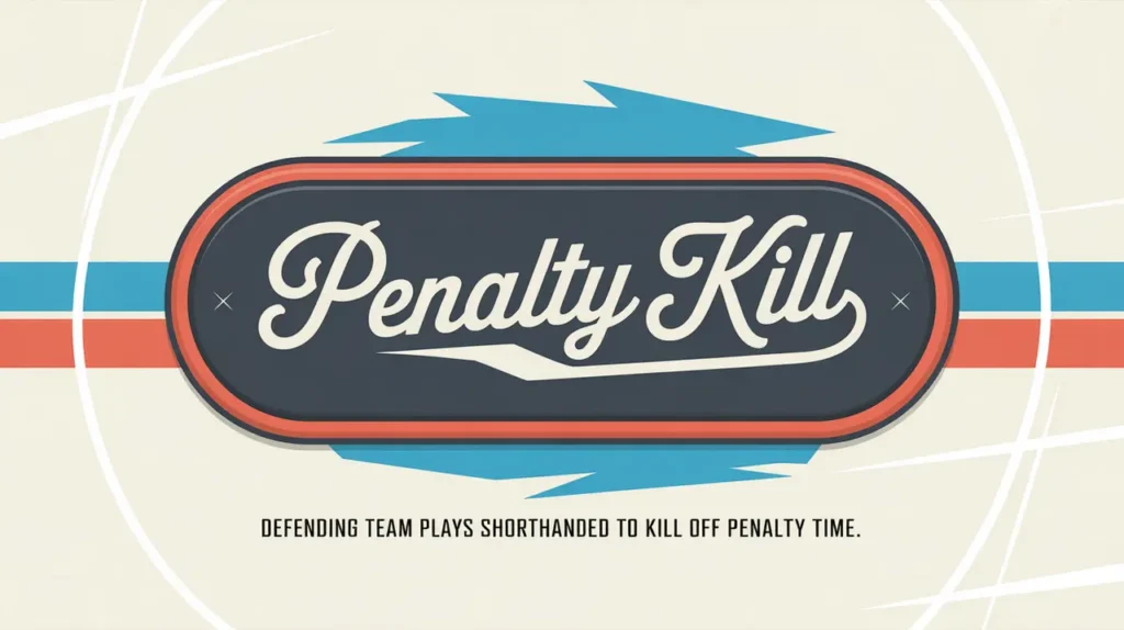 Polished nameplate reading Penalty Kill on light ice background
