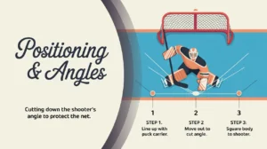 Illustration showing goalie positioning and angles in ice hockey crease