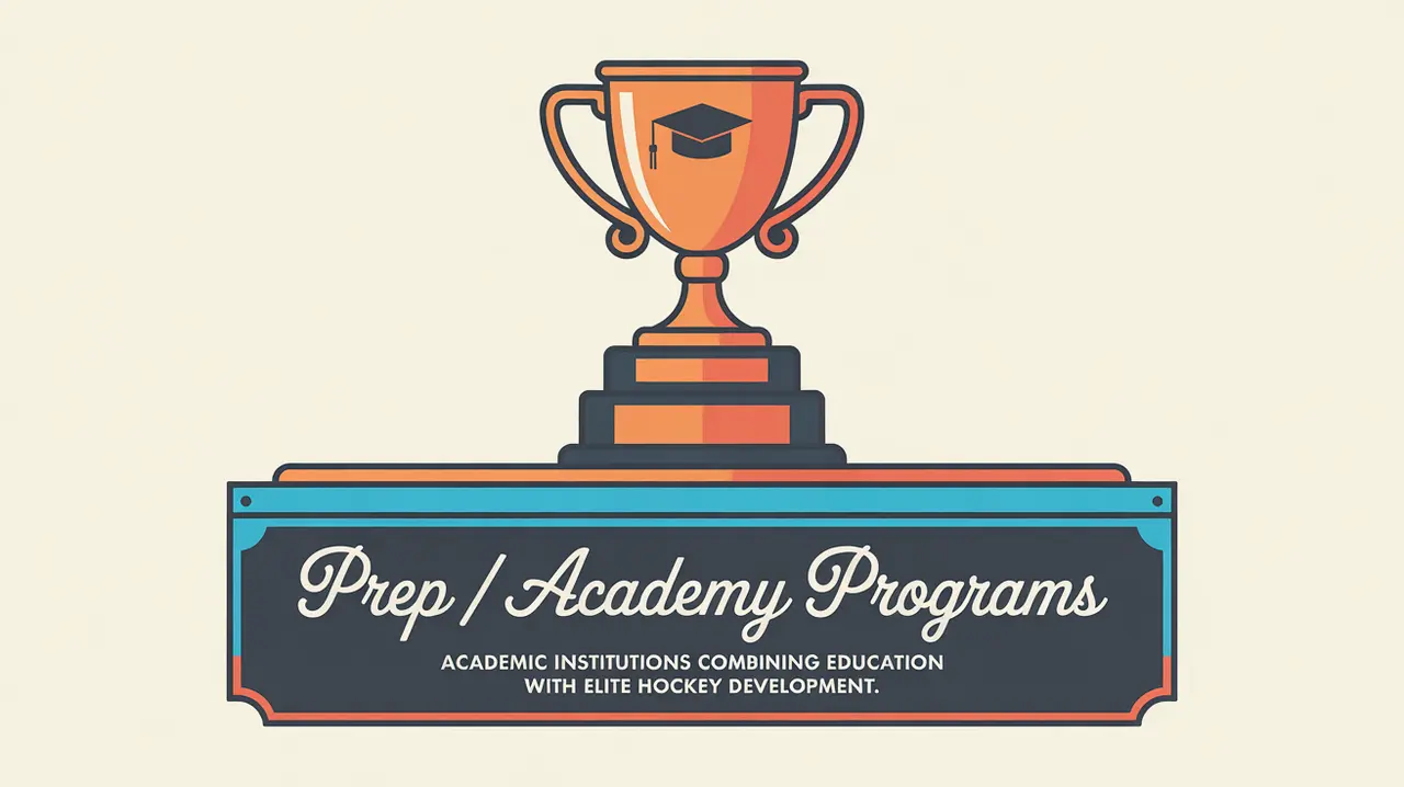 Trophy with graduation cap and hockey accents on cream background