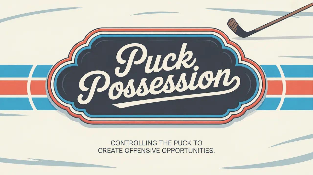 Polished nameplate reading Puck Possession on ice background