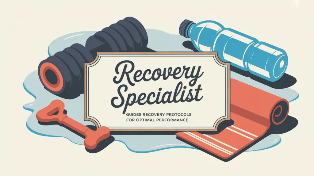 Illustration of recovery specialist tools with nameplate on ice background