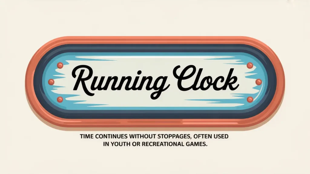Polished nameplate reading Running Clock on ice background