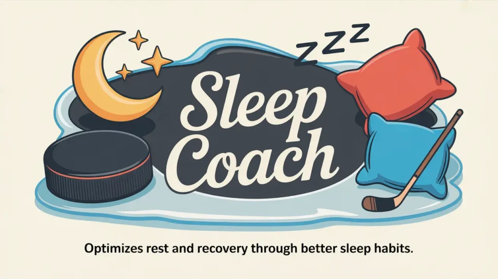 Illustration of sleep coach concept with hockey and sleep symbols