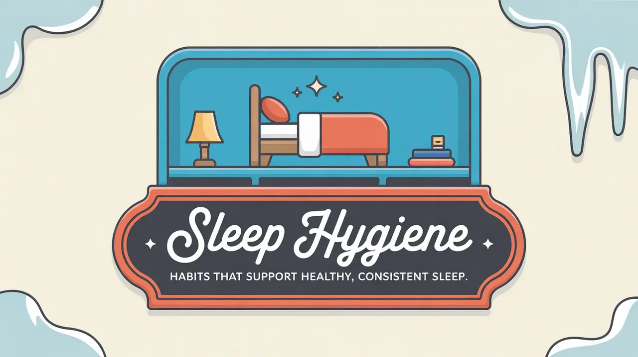 Hockey locker shelf with bed icon and sleep hygiene nameplate