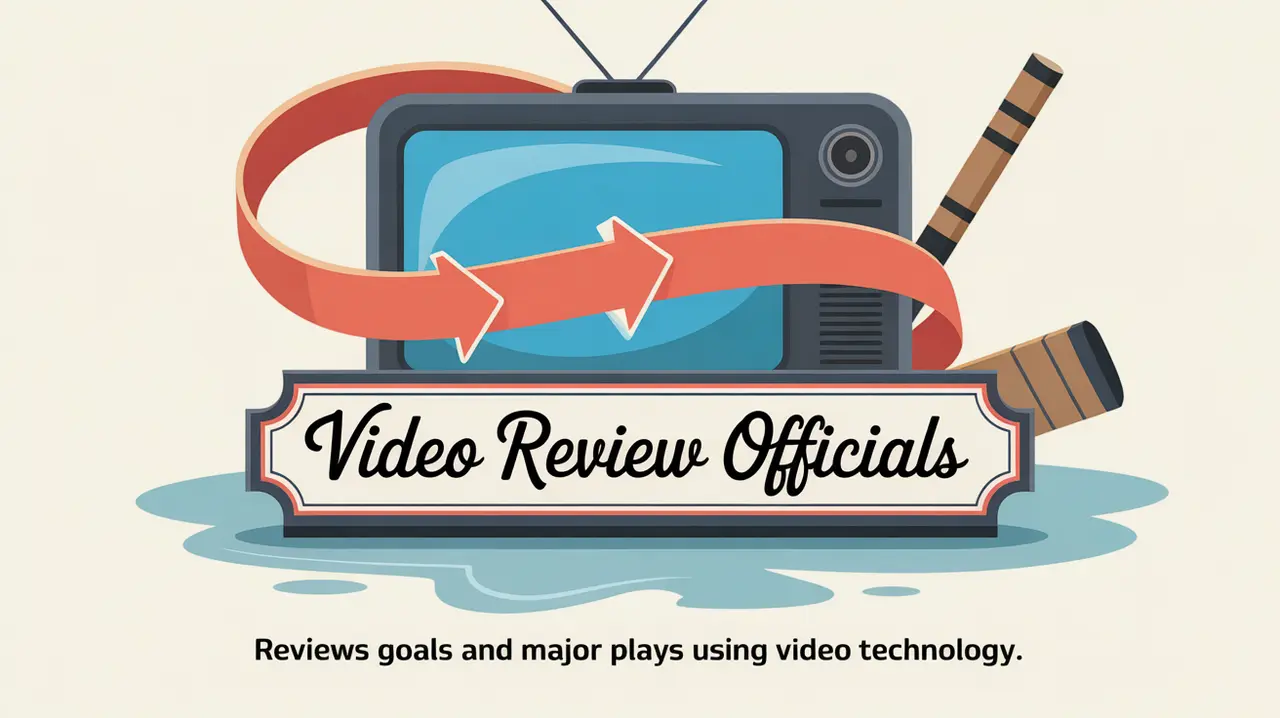 Hockey video review monitor with replay arrows and nameplate