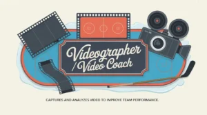 Illustration of videographer and video coach tools with hockey rink diagram