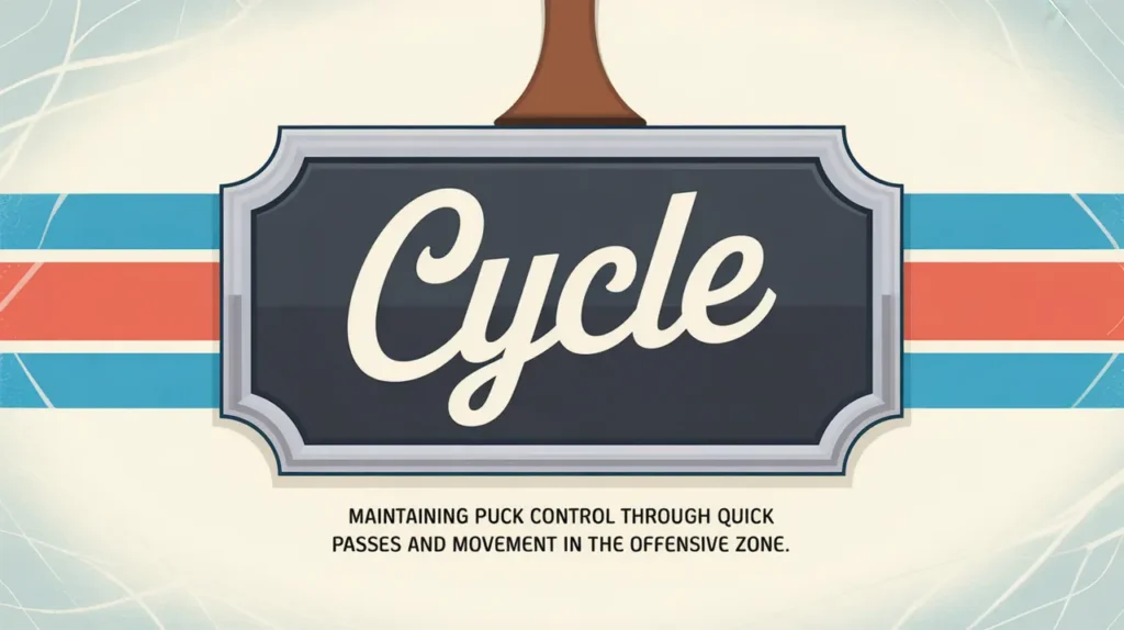 Polished nameplate with the word Cycle on an ice background