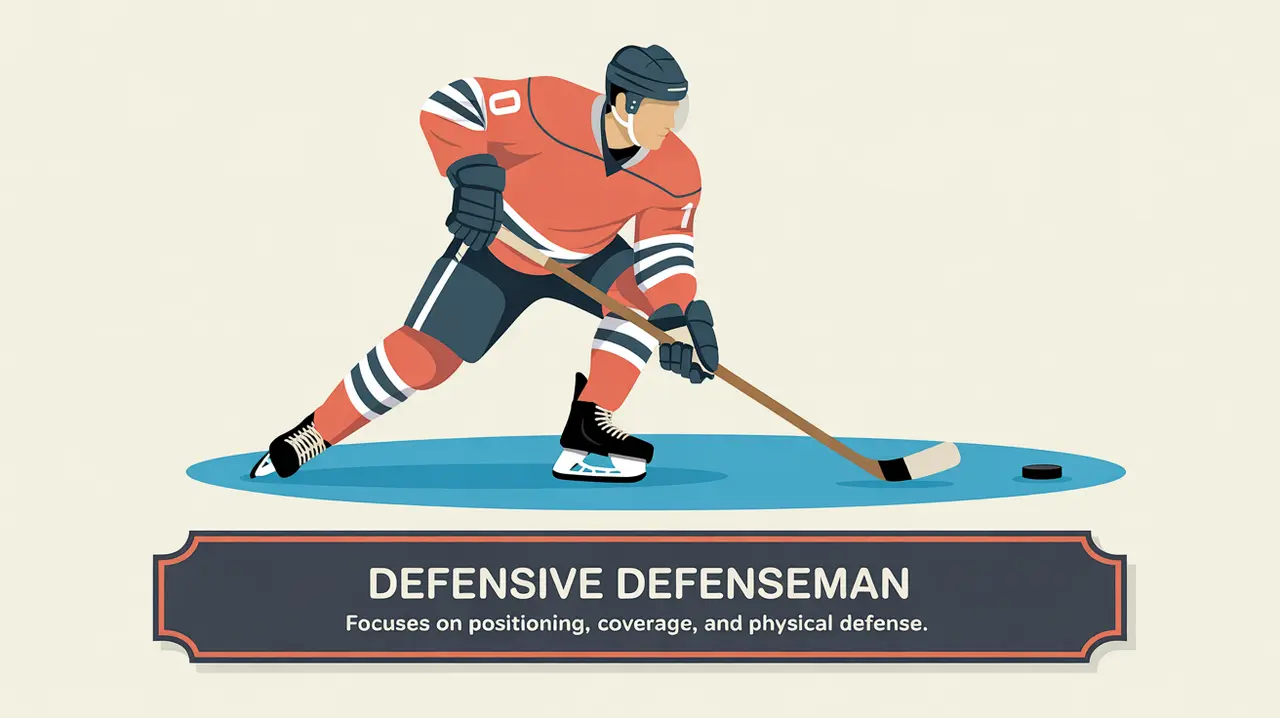 Hockey player blocking shot with strong stance and stick on ice