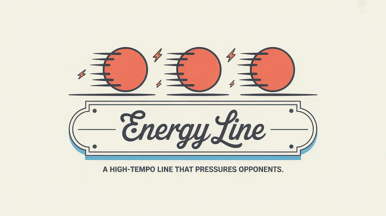 Illustration of energy line nameplate with red circles and motion streaks