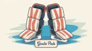 Pair of modern goalie pads with straps and knee rolls