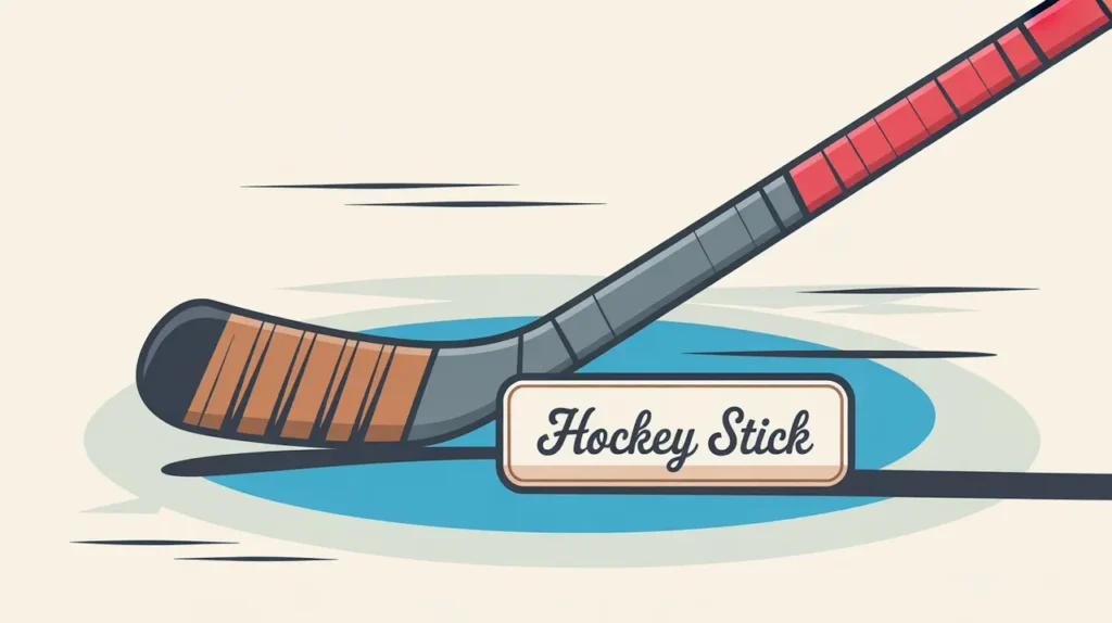 Detailed illustration of a modern hockey stick on ice rink background