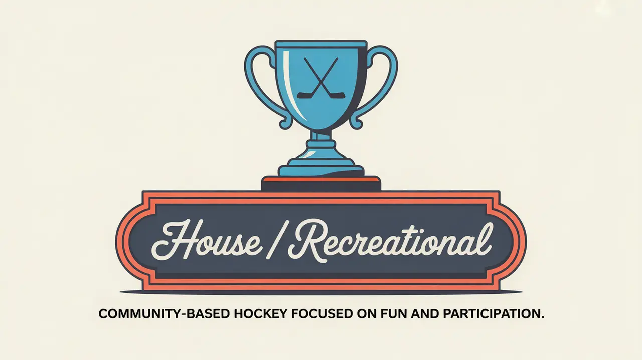 Modern trophy with hockey accents and House Recreational inscription