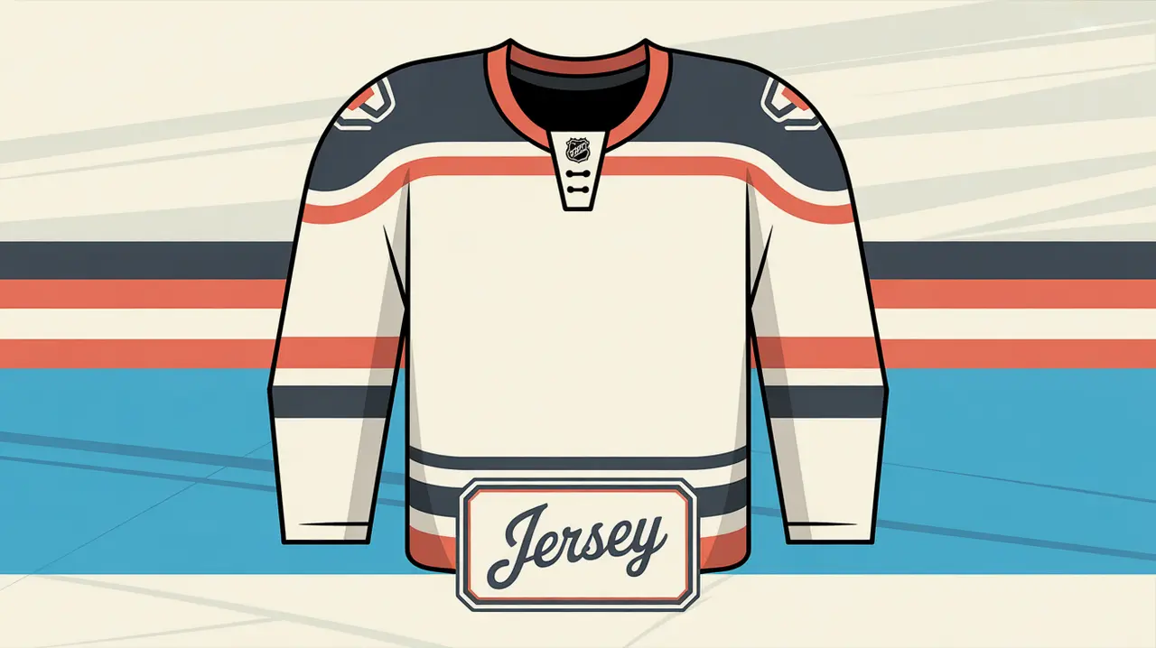 Front-facing hockey jersey with classic striping and shoulder yokes