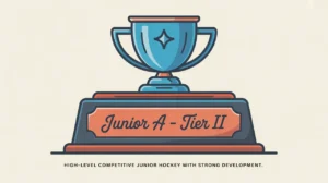 Modern trophy with Junior A – Tier II inscription on cream background