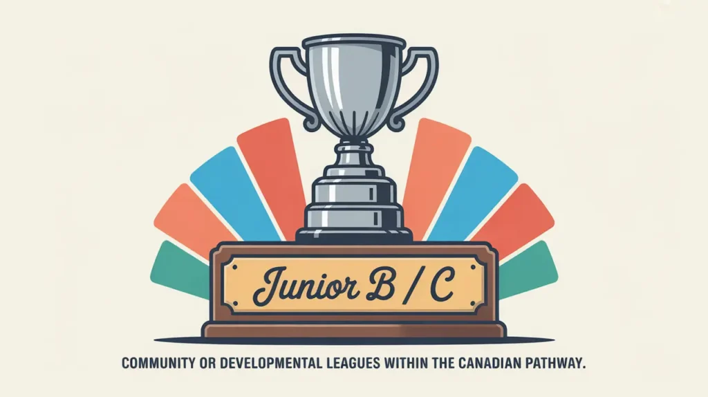 Community-style hockey trophy with Junior B C inscription