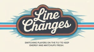 Polished nameplate reading Line Changes on light ice background