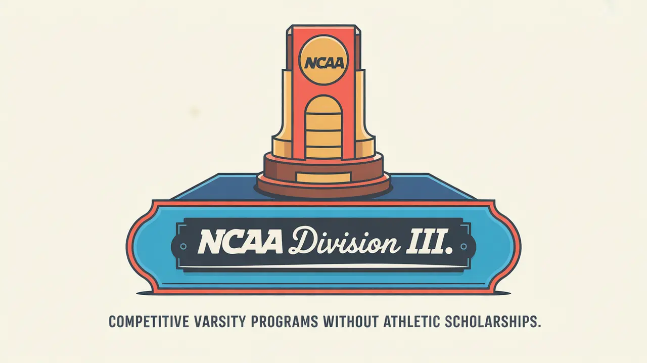 Academic trophy with hockey motifs and NCAA Division III inscription