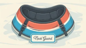 Detailed illustration of hockey neck guard with padded contour and fastening straps