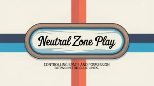 Illustration of neutral zone play with nameplate on ice background