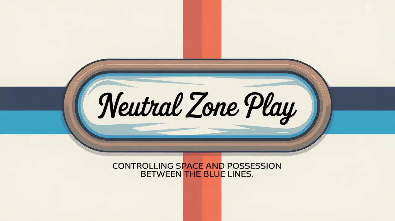 Illustration of neutral zone play with nameplate on ice background