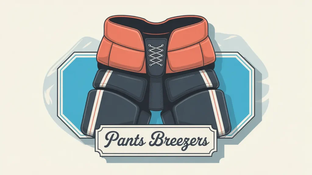 Detailed illustration of hockey pants with visible padding and belt