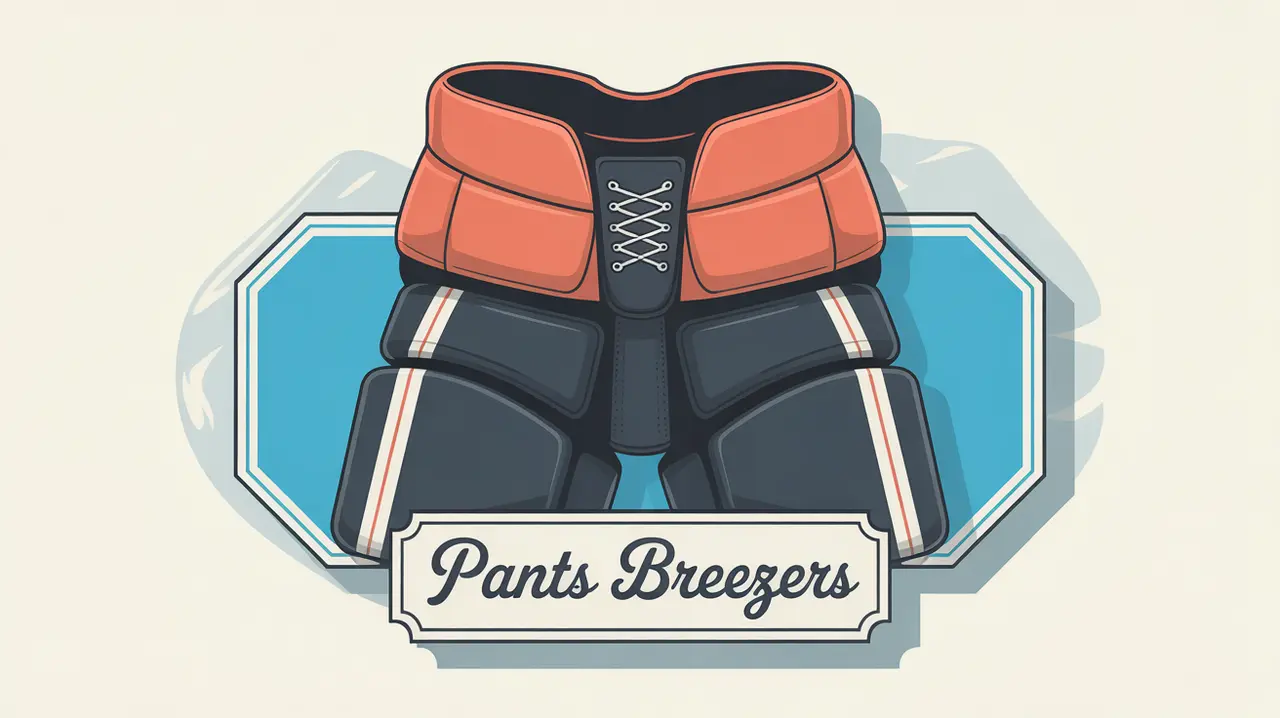 Detailed illustration of hockey pants with visible padding and belt