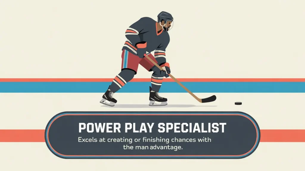 Hockey player at blue line setting up power play pass