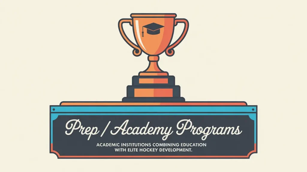 Trophy with graduation cap and hockey accents on cream background