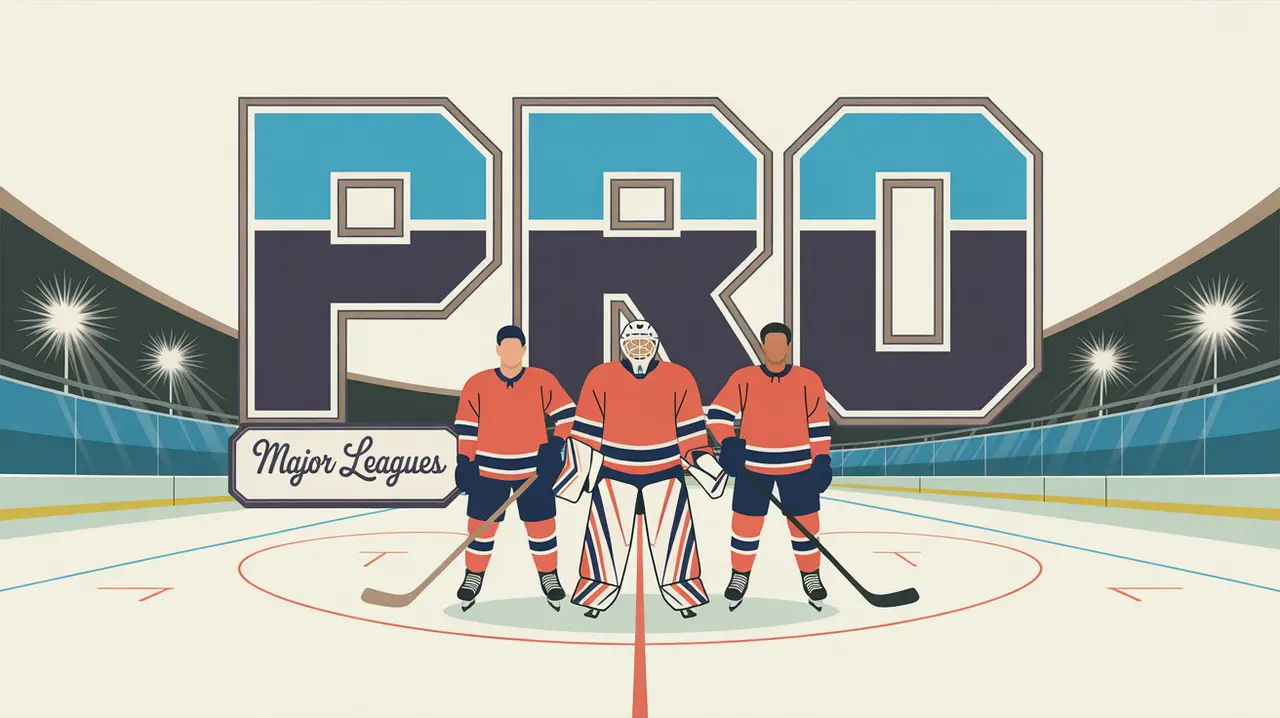 Illustration of diverse hockey players in front of PRO Major Leagues lettering