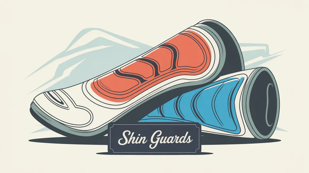 Pair of modern shin guards with geometric accents and nameplate