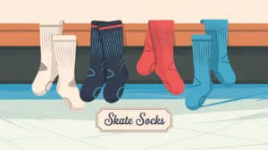 Folded performance skate socks with geometric accents and nameplate