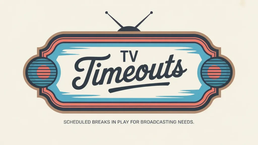 Polished nameplate reading TV Timeouts on ice background
