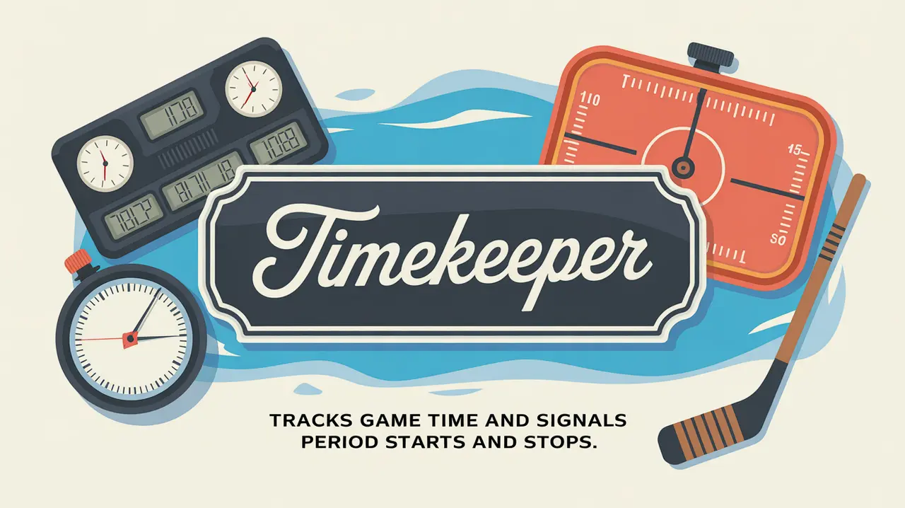 Hockey timekeeper tools with clock buzzer and stopwatch