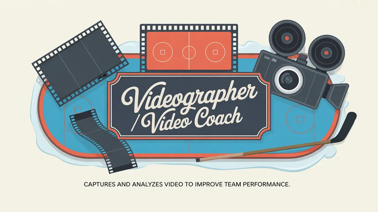 Illustration of videographer and video coach tools with hockey rink diagram